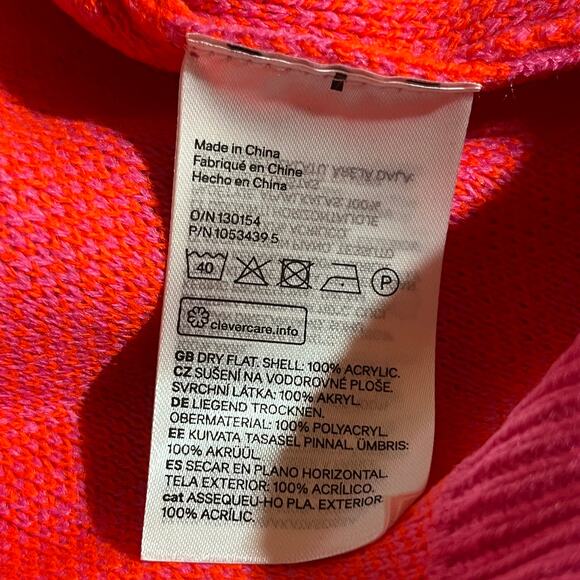 H&M‎ Divided Sweater Womens Size 4XL Red Pink Wave Print Knit Long Sleeve NEW - Picture 6 of 8